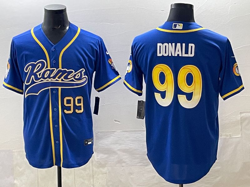 Men 2025 Los Angeles Rams #99 Donald Blue Second generation joint name Nike Limited NFL Jersey style 04
